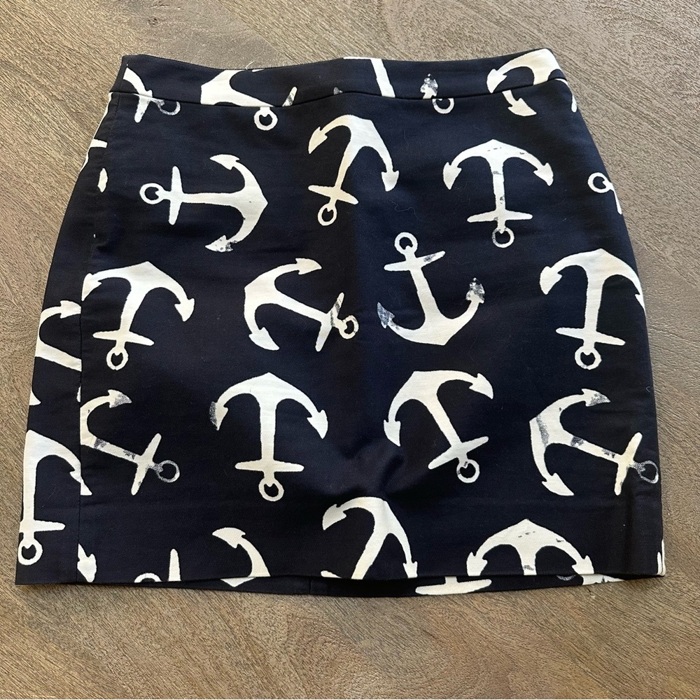 J. Crew Anchor Skirt Dark Blue White Nautical  2